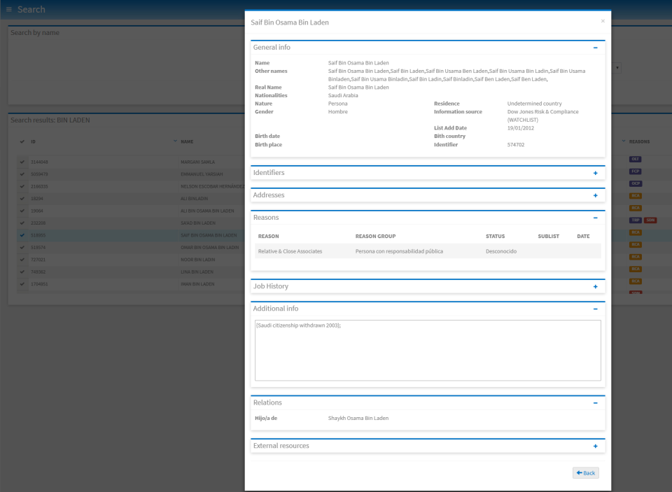 screenshot of AMLcheck
