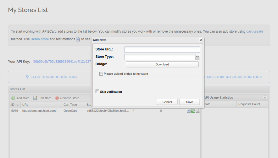 screenshot of API2Cart