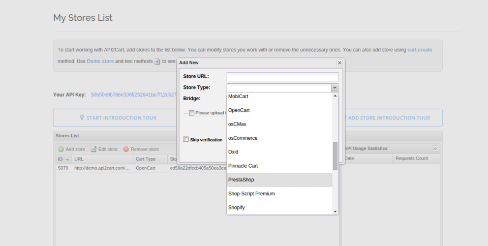 screenshot of API2Cart
