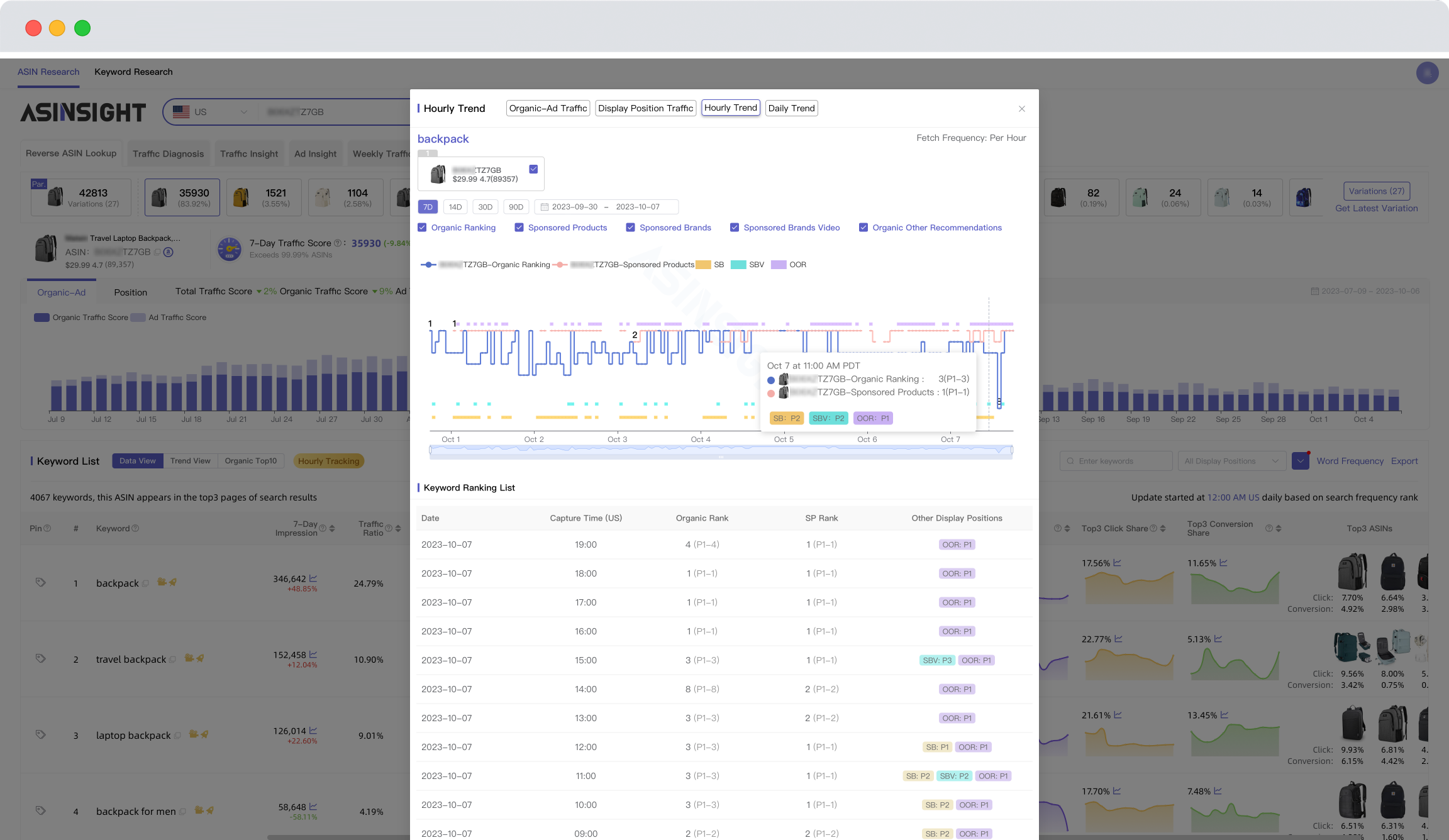 screenshot of ASINSIGHT