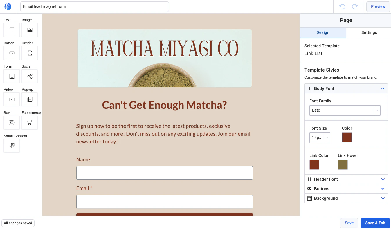 screenshot of AWeber