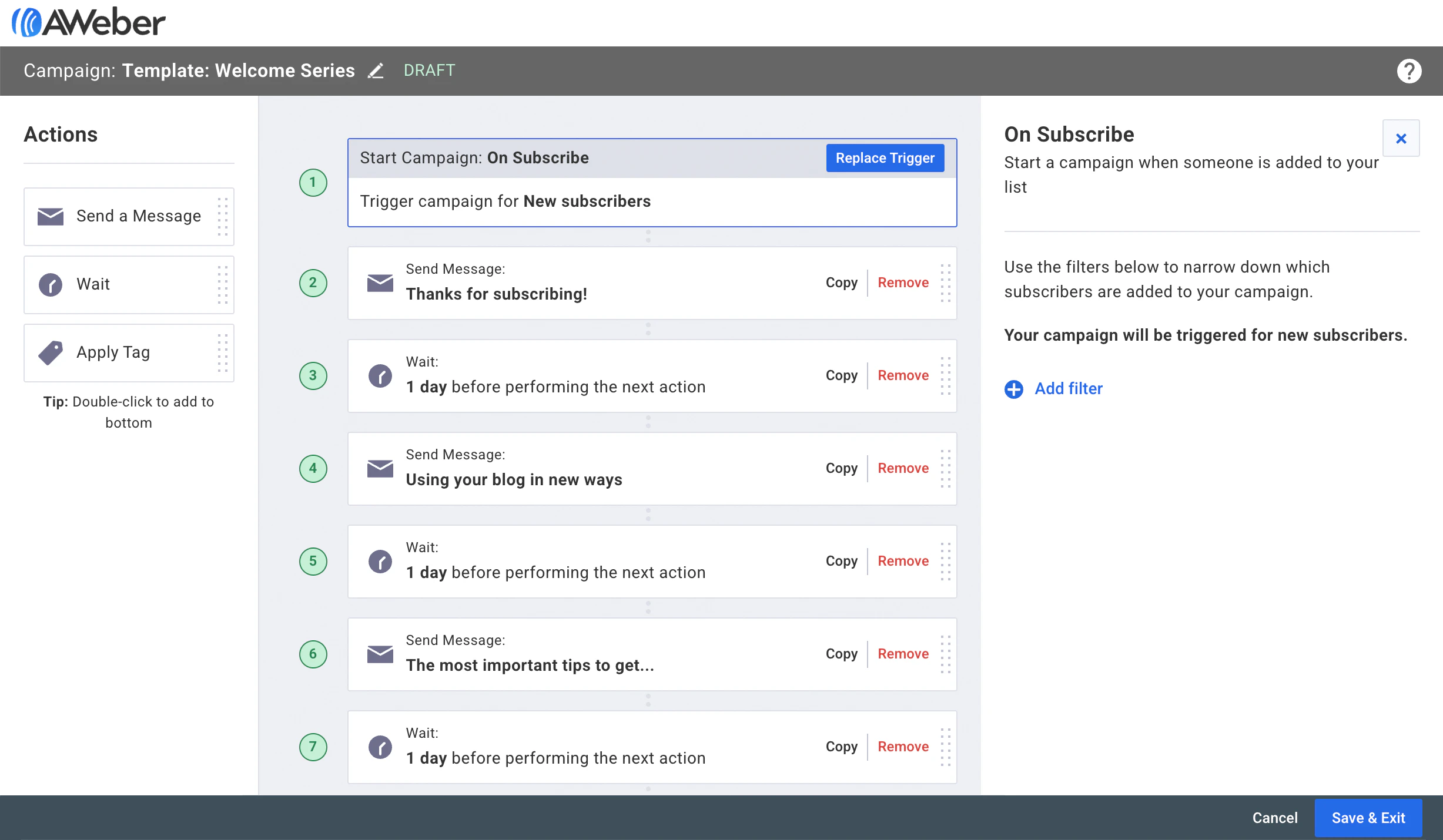 screenshot of AWeber