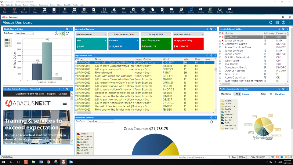 screenshot of AbacusLaw