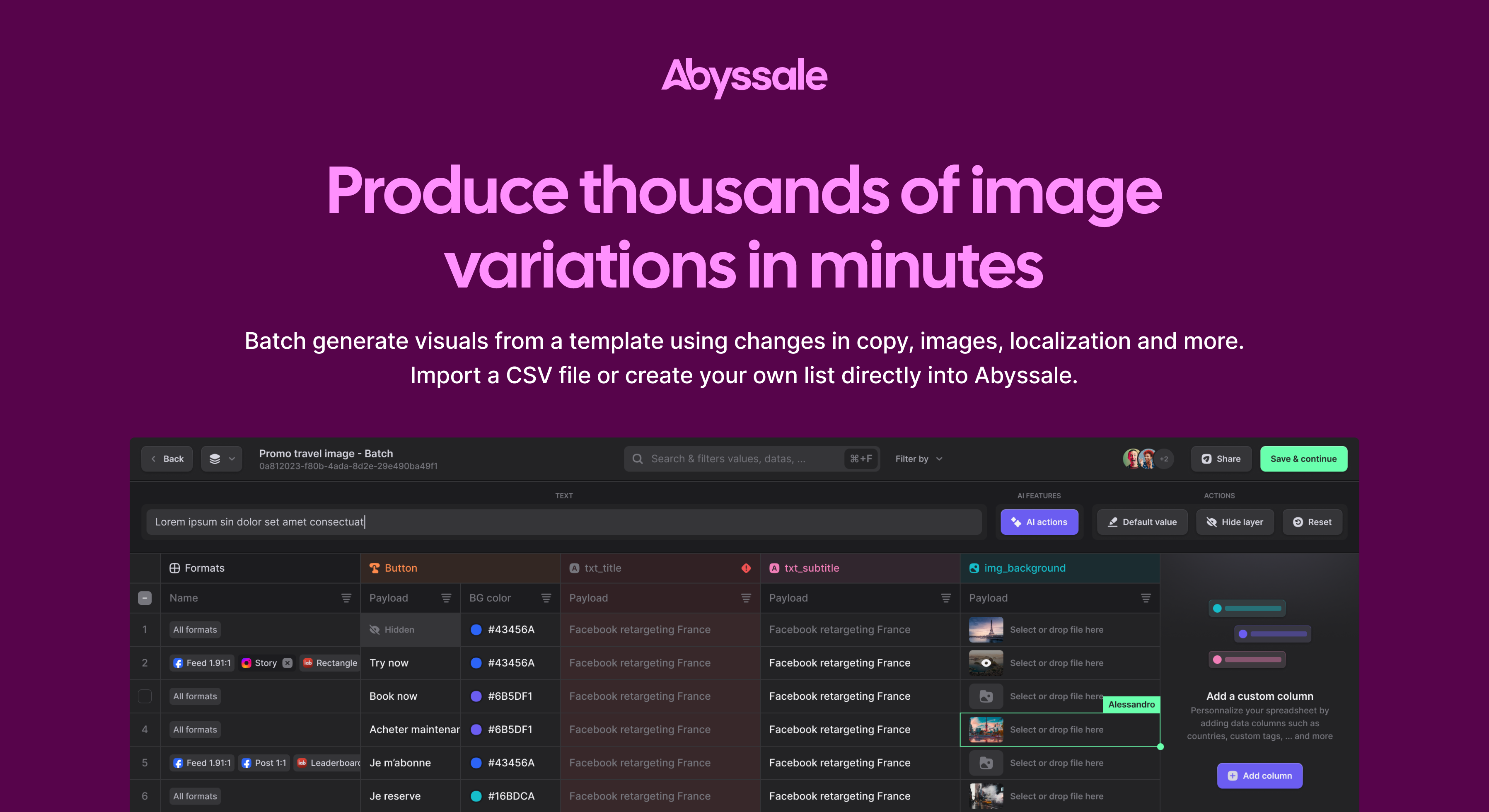 screenshot of Abyssale