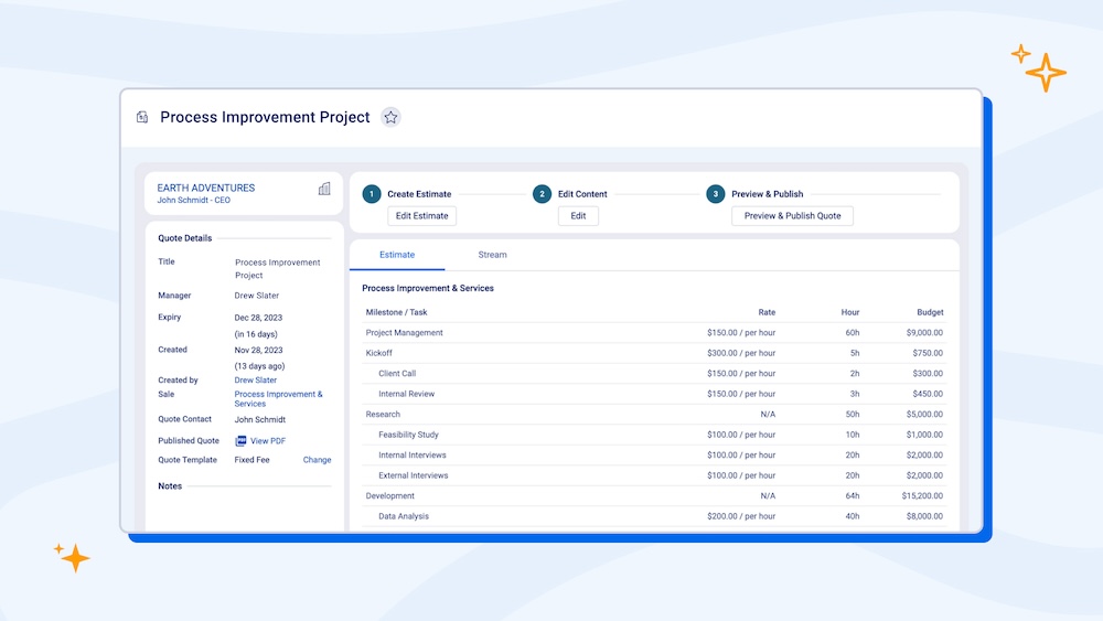 screenshot of Accelo