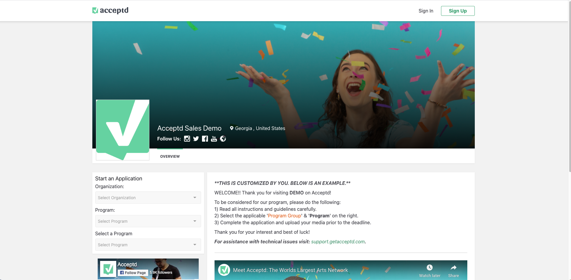 screenshot of Acceptd