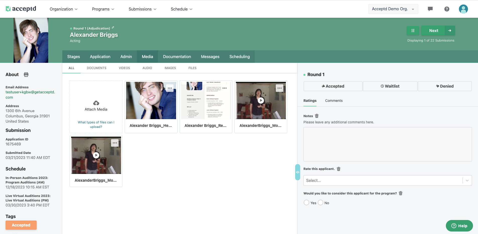 screenshot of Acceptd