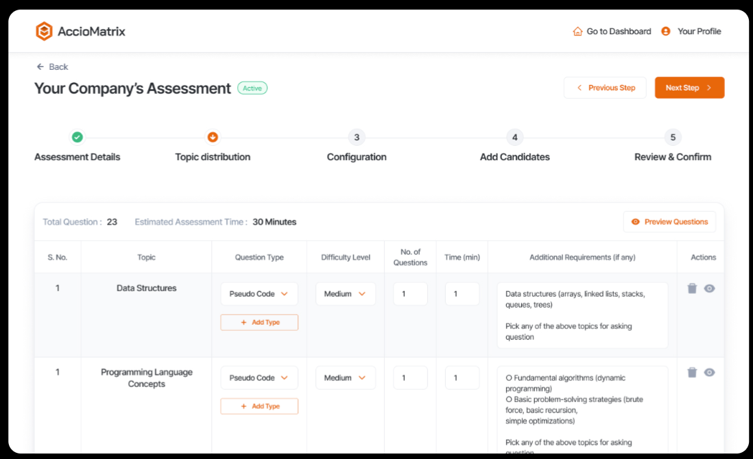 screenshot of AccioMatrix