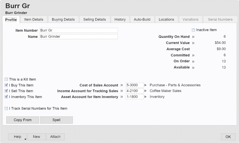 screenshot of AccountEdge