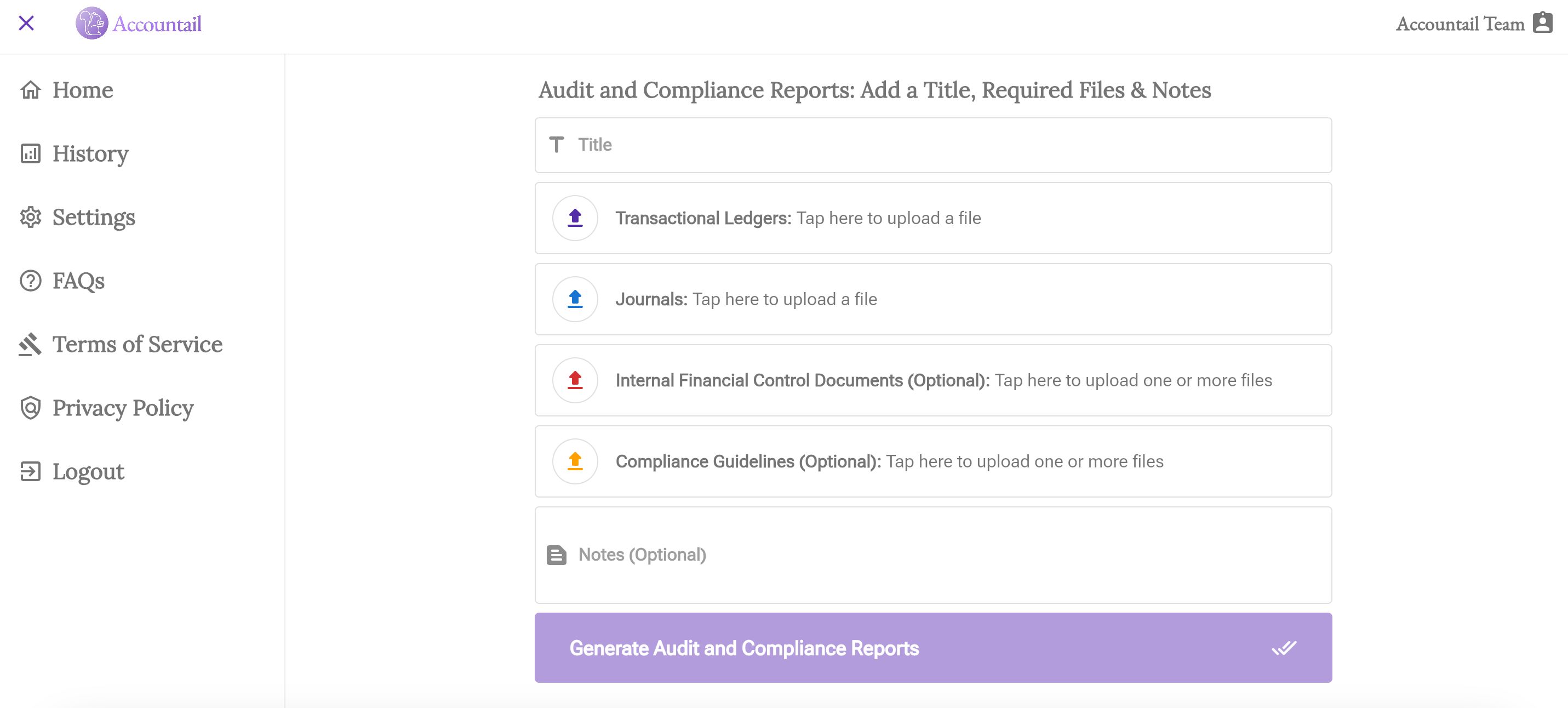 screenshot of Accountail