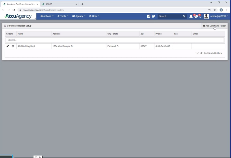 screenshot of AccuAgency