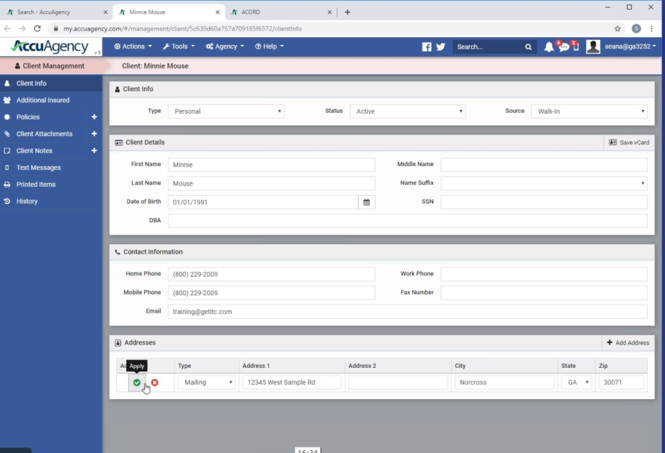 screenshot of AccuAgency