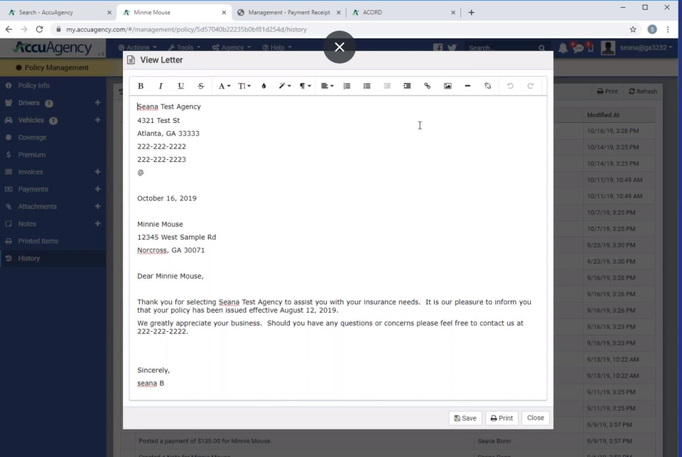screenshot of AccuAgency