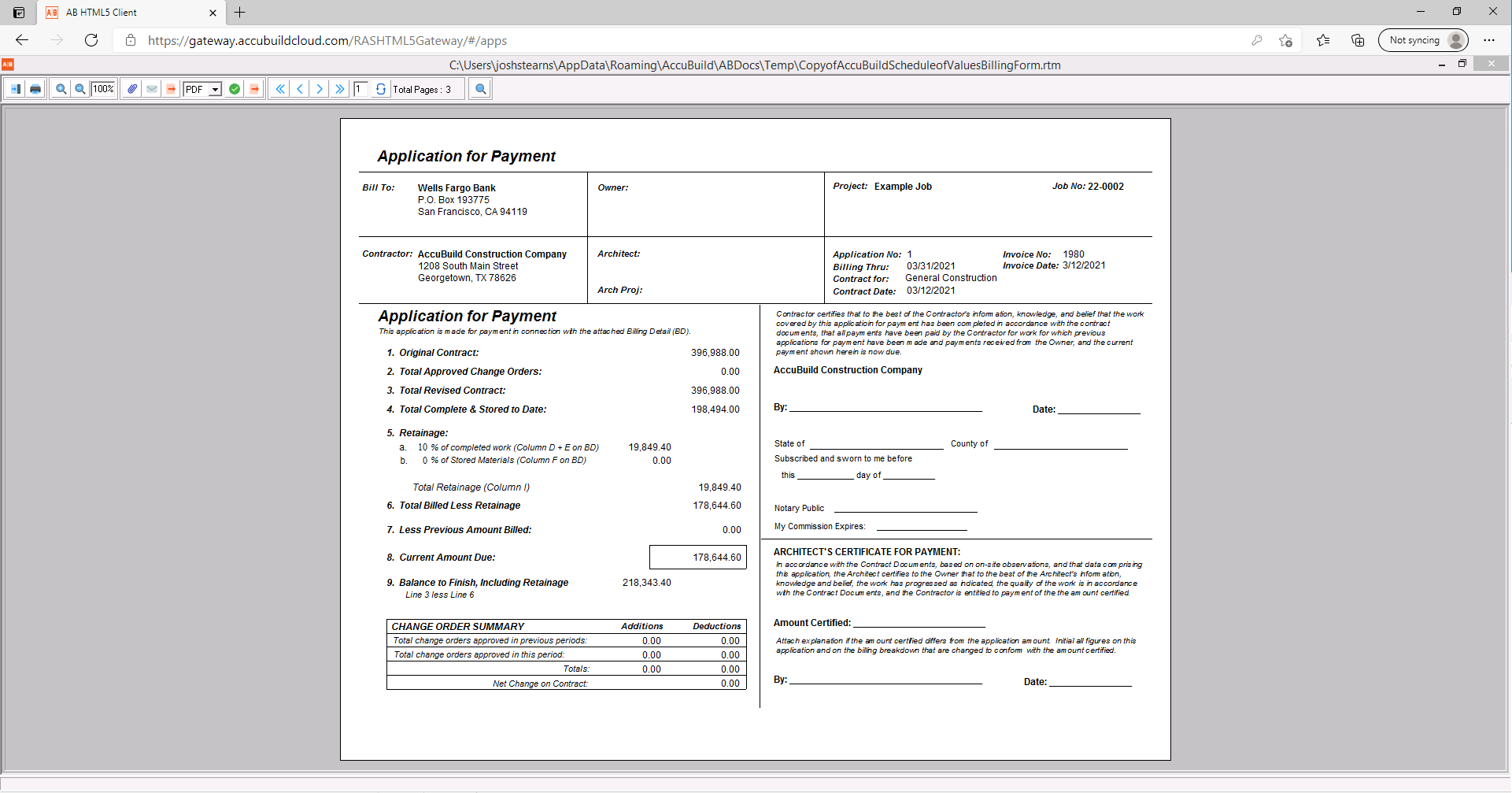 screenshot of AccuBuild