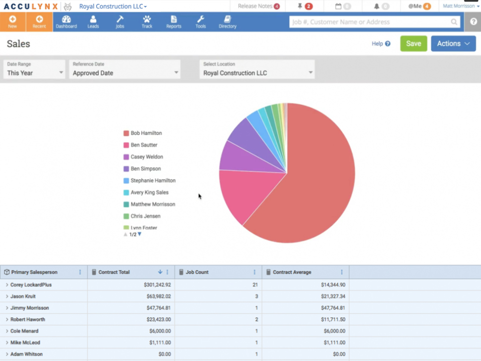 screenshot of AccuLynx