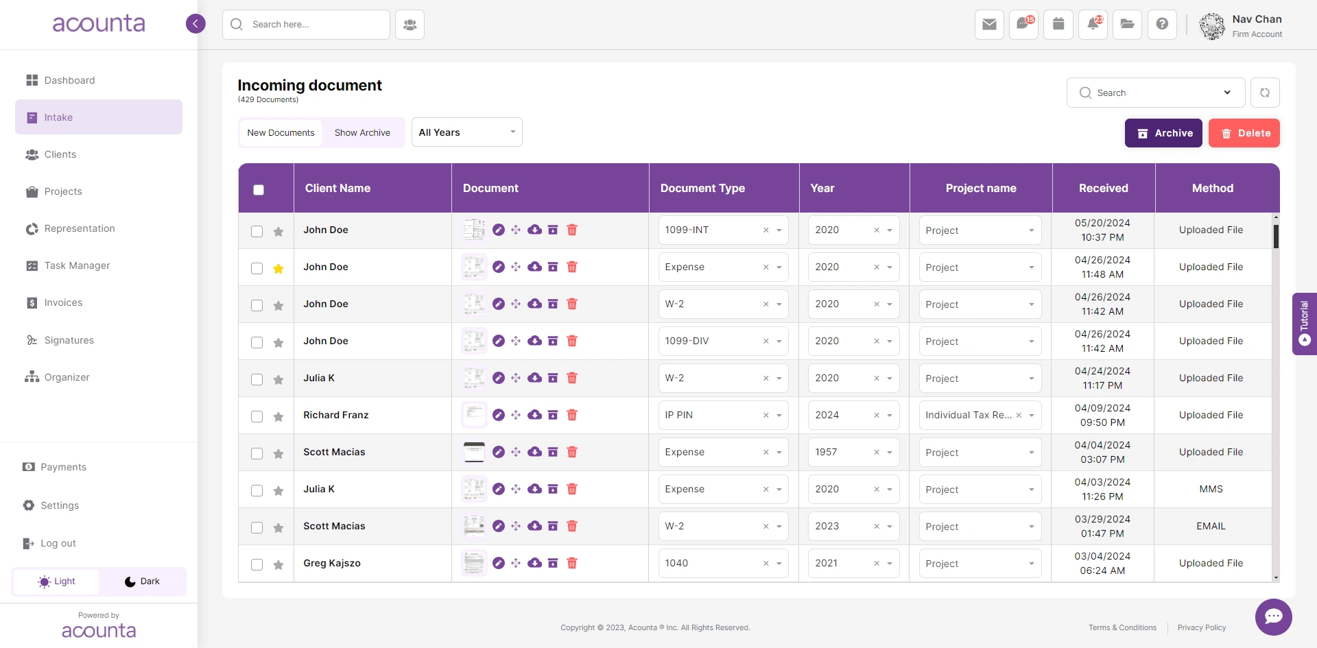 screenshot of Acounta