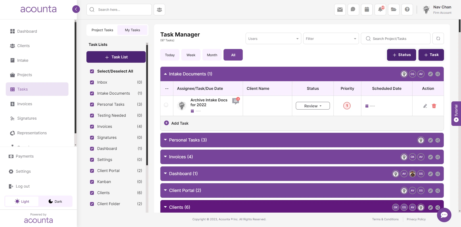 screenshot of Acounta