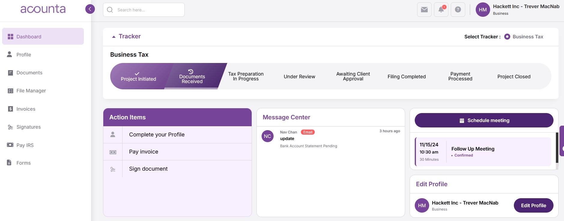 screenshot of Acounta