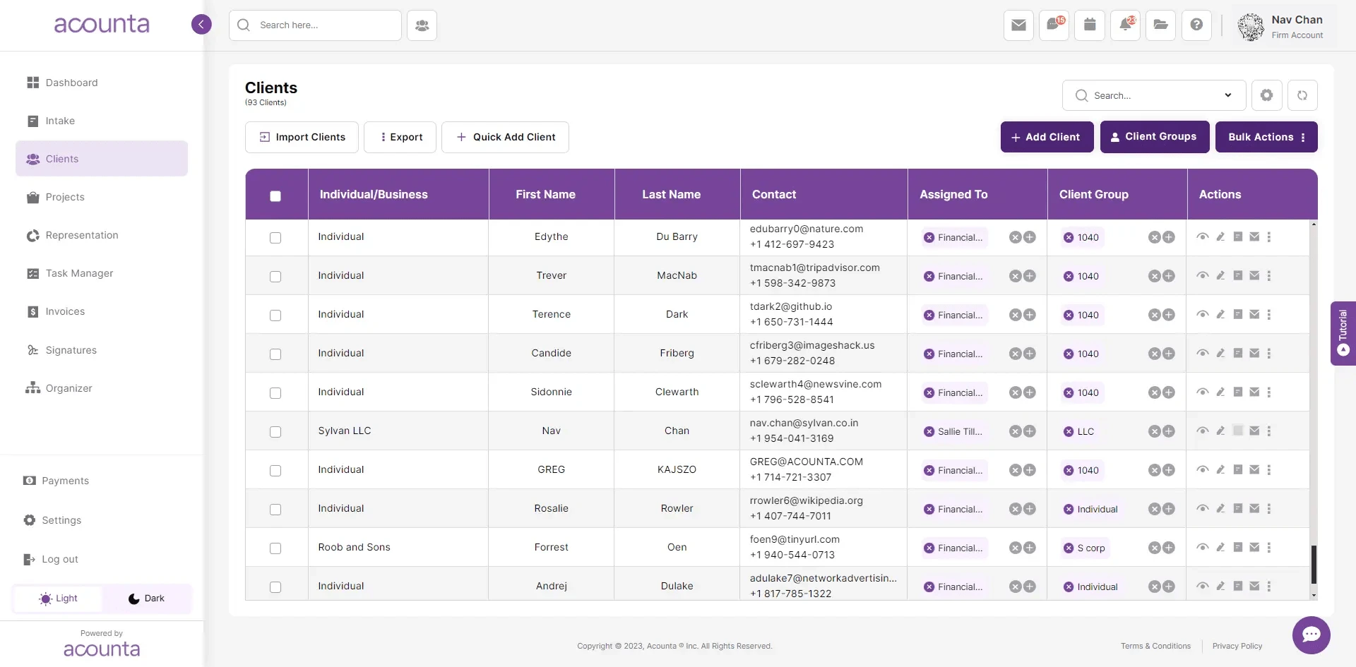 screenshot of Acounta