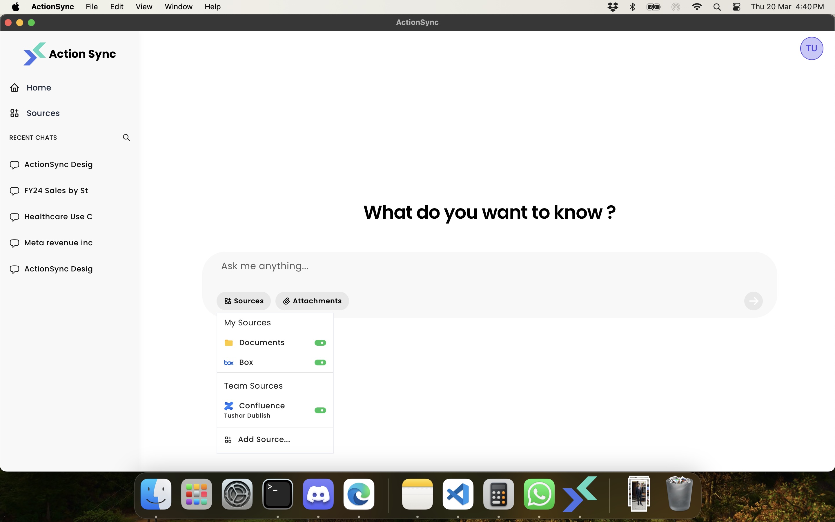 screenshot of ActionSync