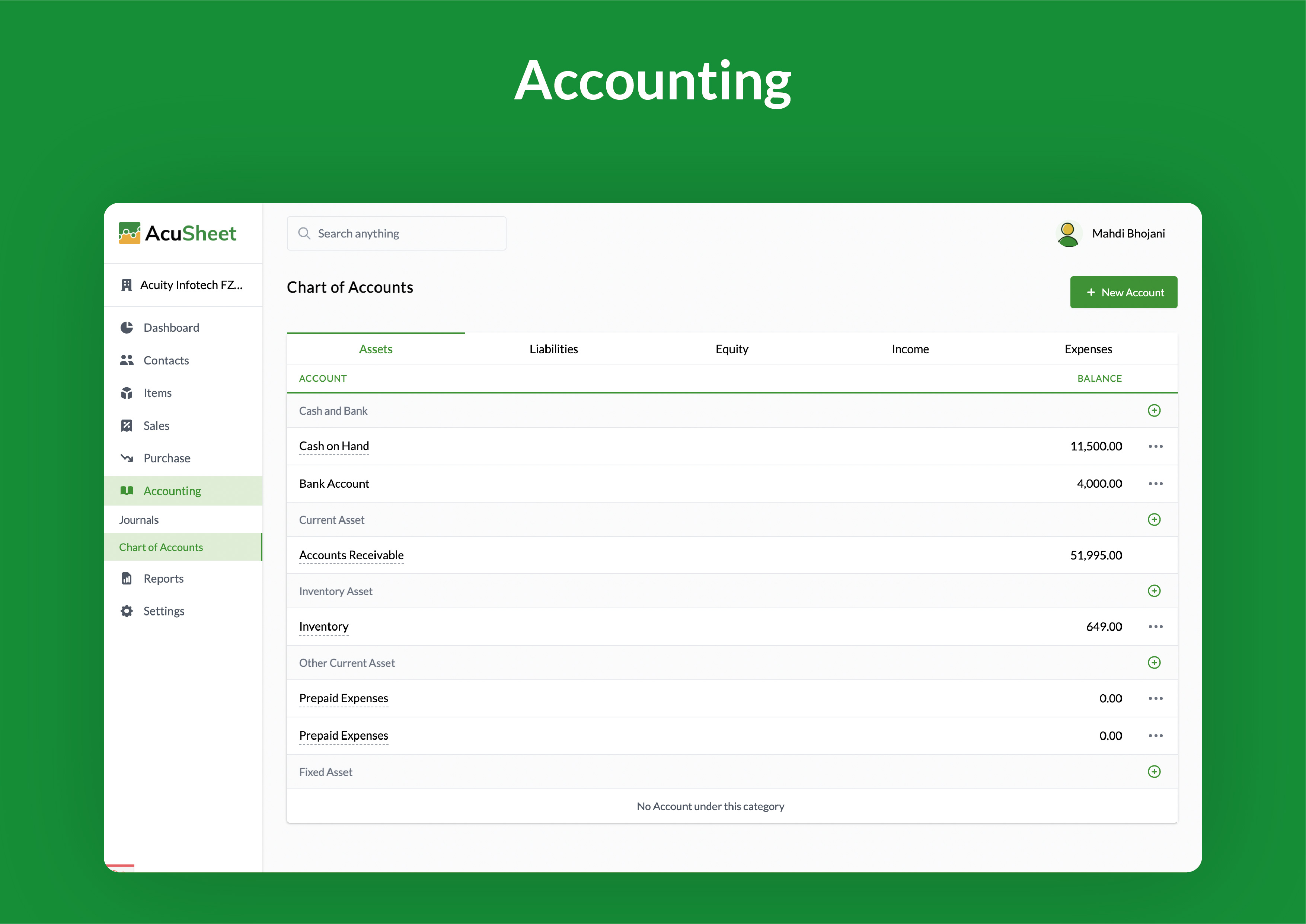 screenshot of AcuSheet