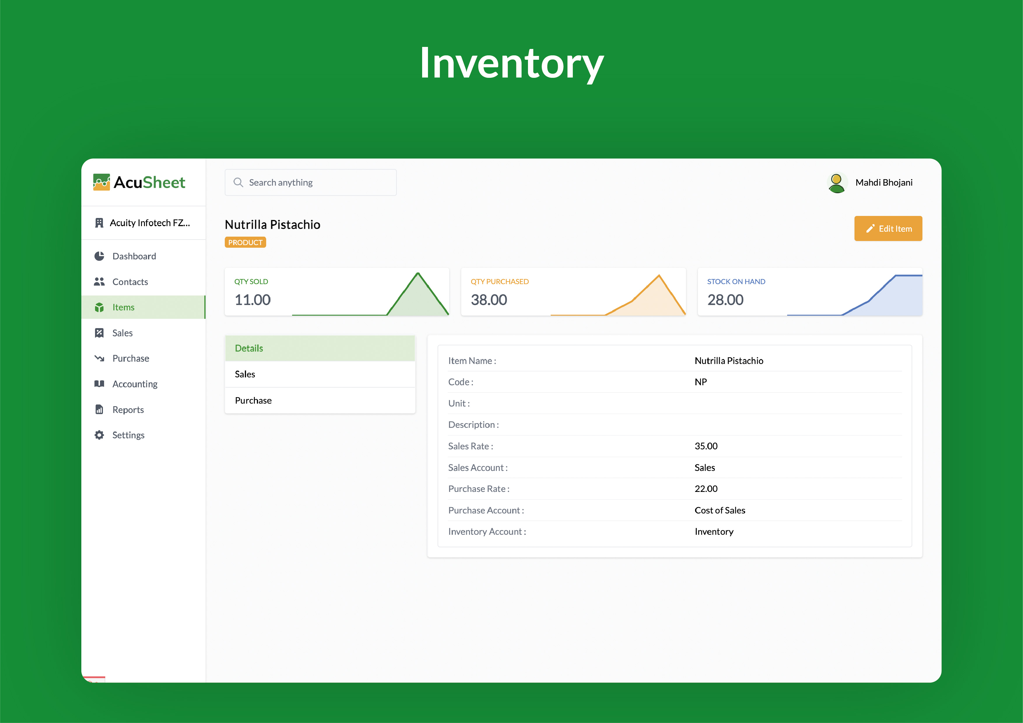 screenshot of AcuSheet