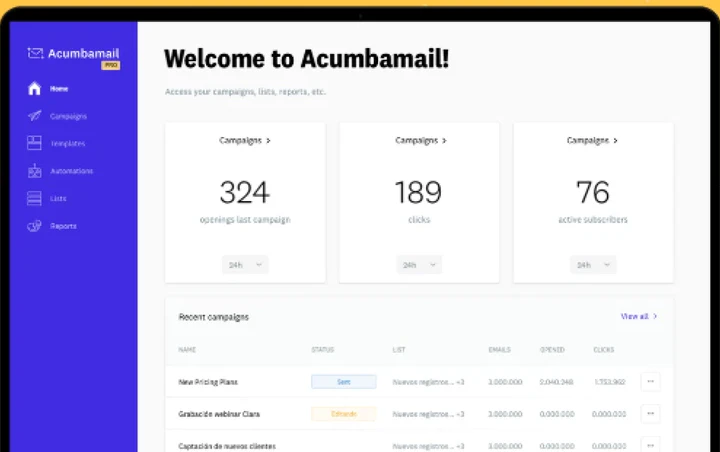 screenshot of Acumbamail