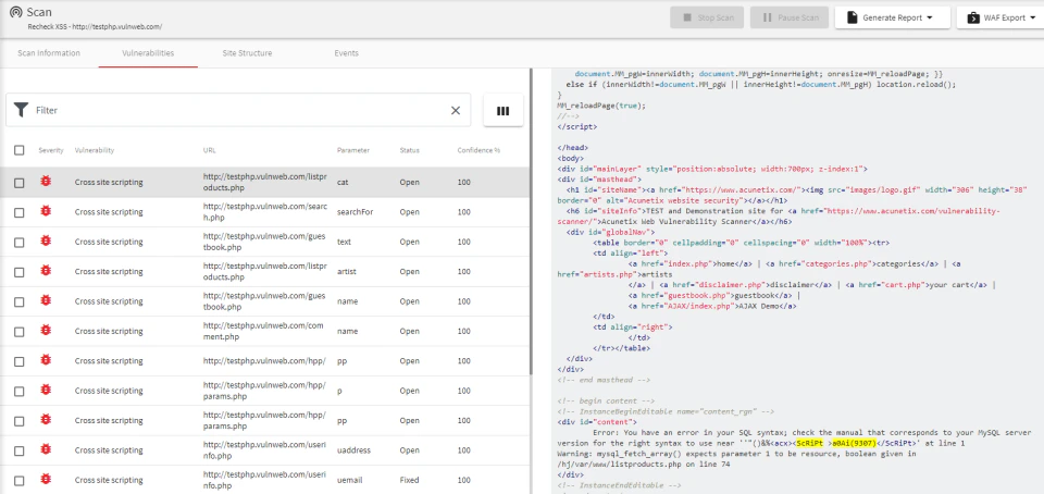 screenshot of Acunetix