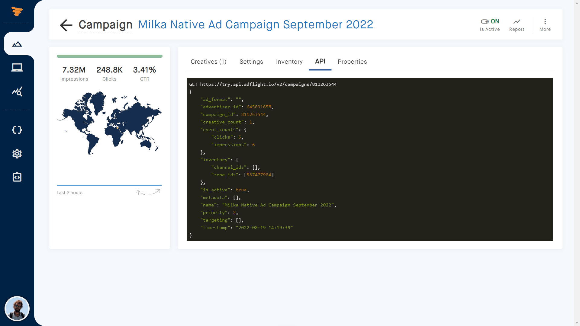 screenshot of AdFlight