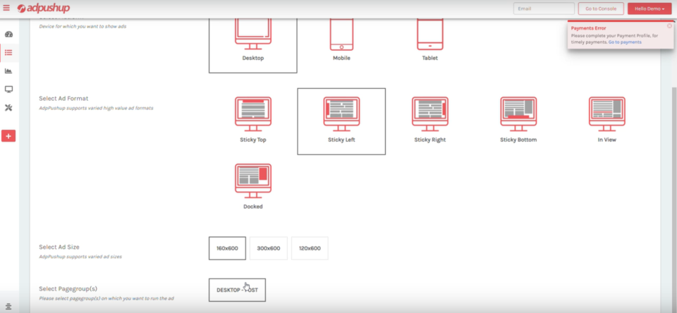 screenshot of AdPushup