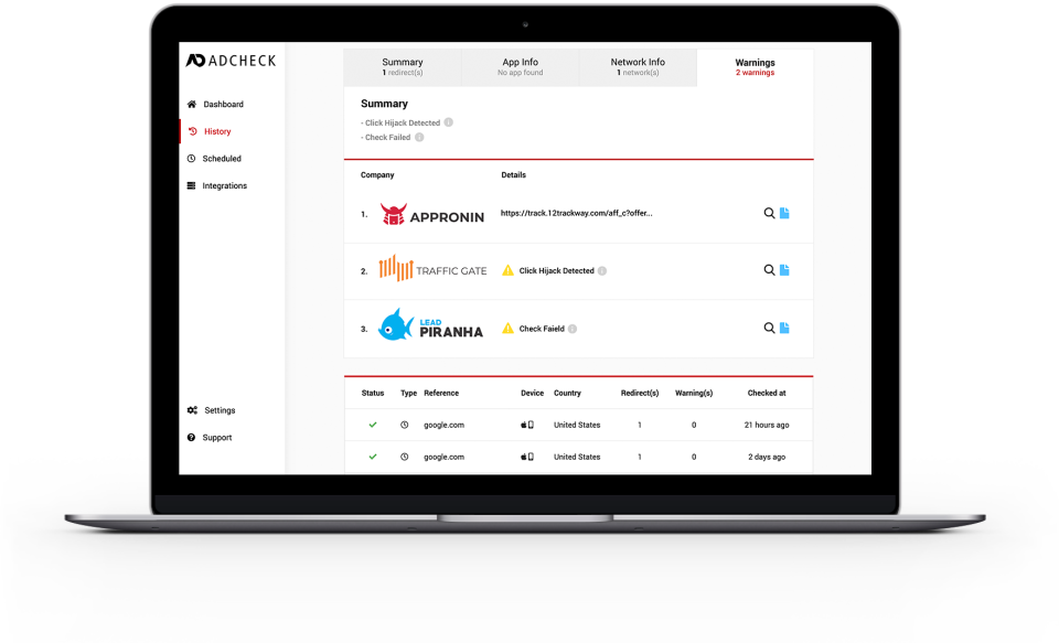 screenshot of AdTrack