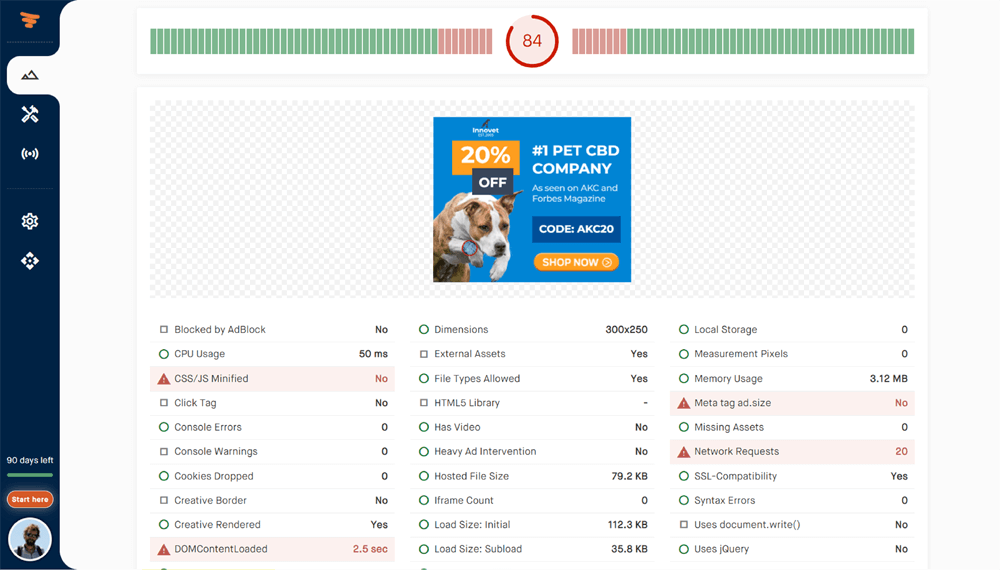 screenshot of AdValify