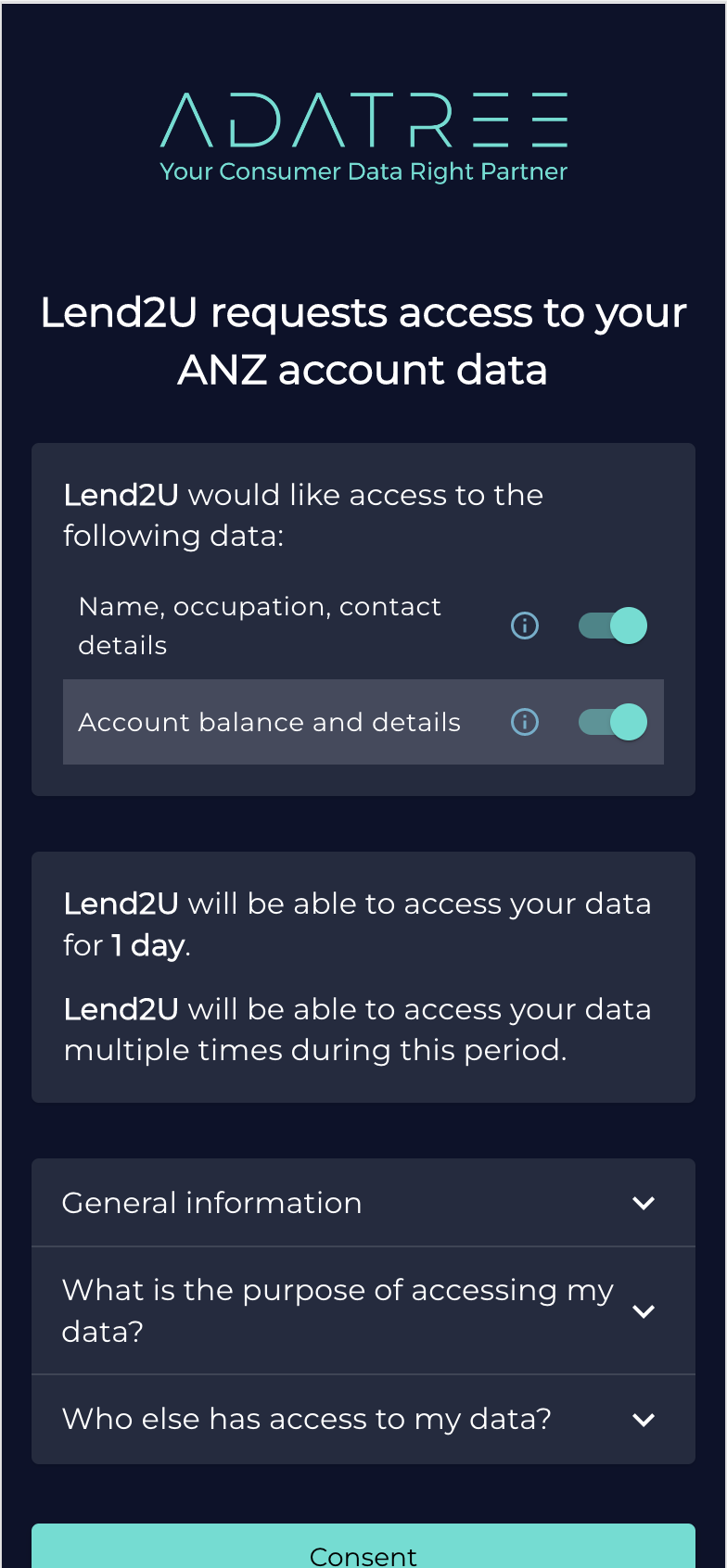 screenshot of Adatree