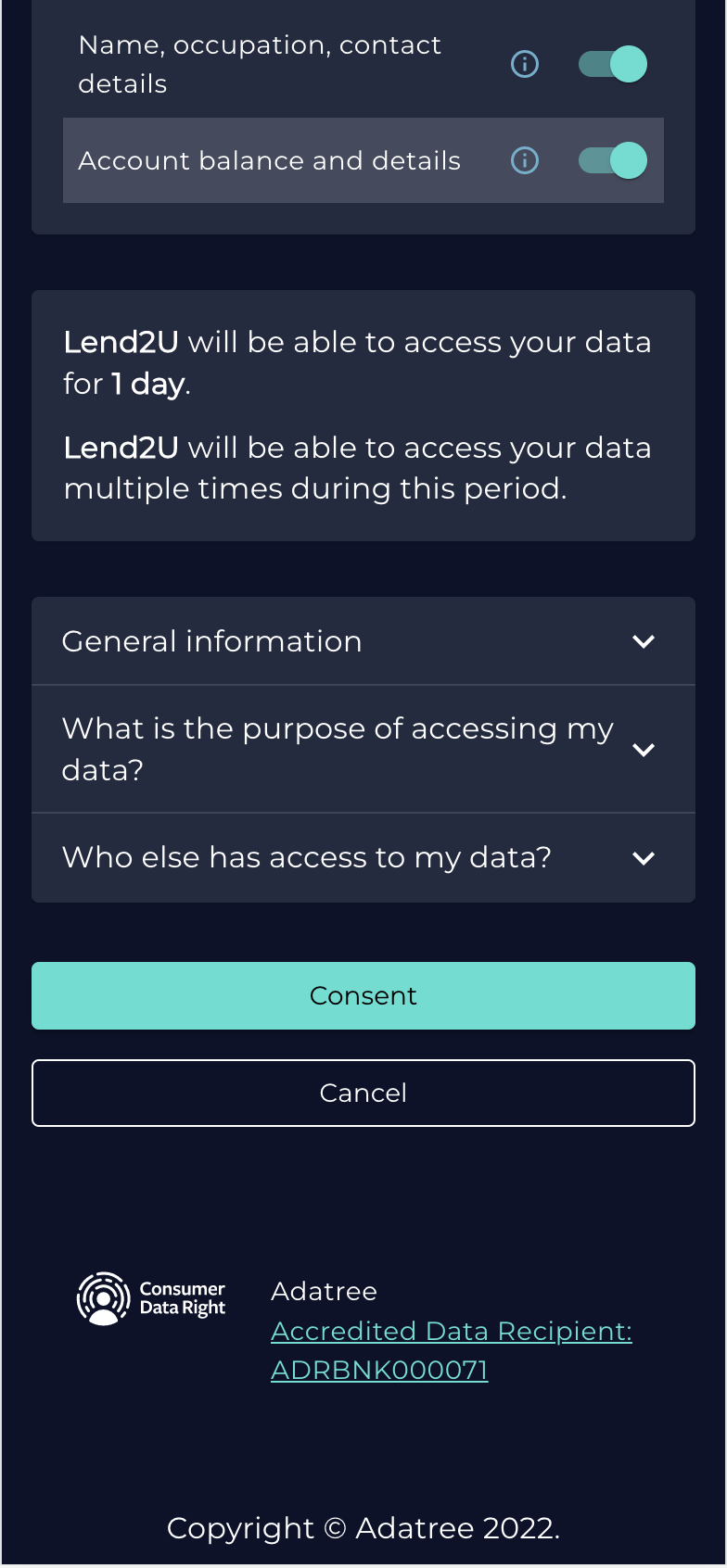 screenshot of Adatree