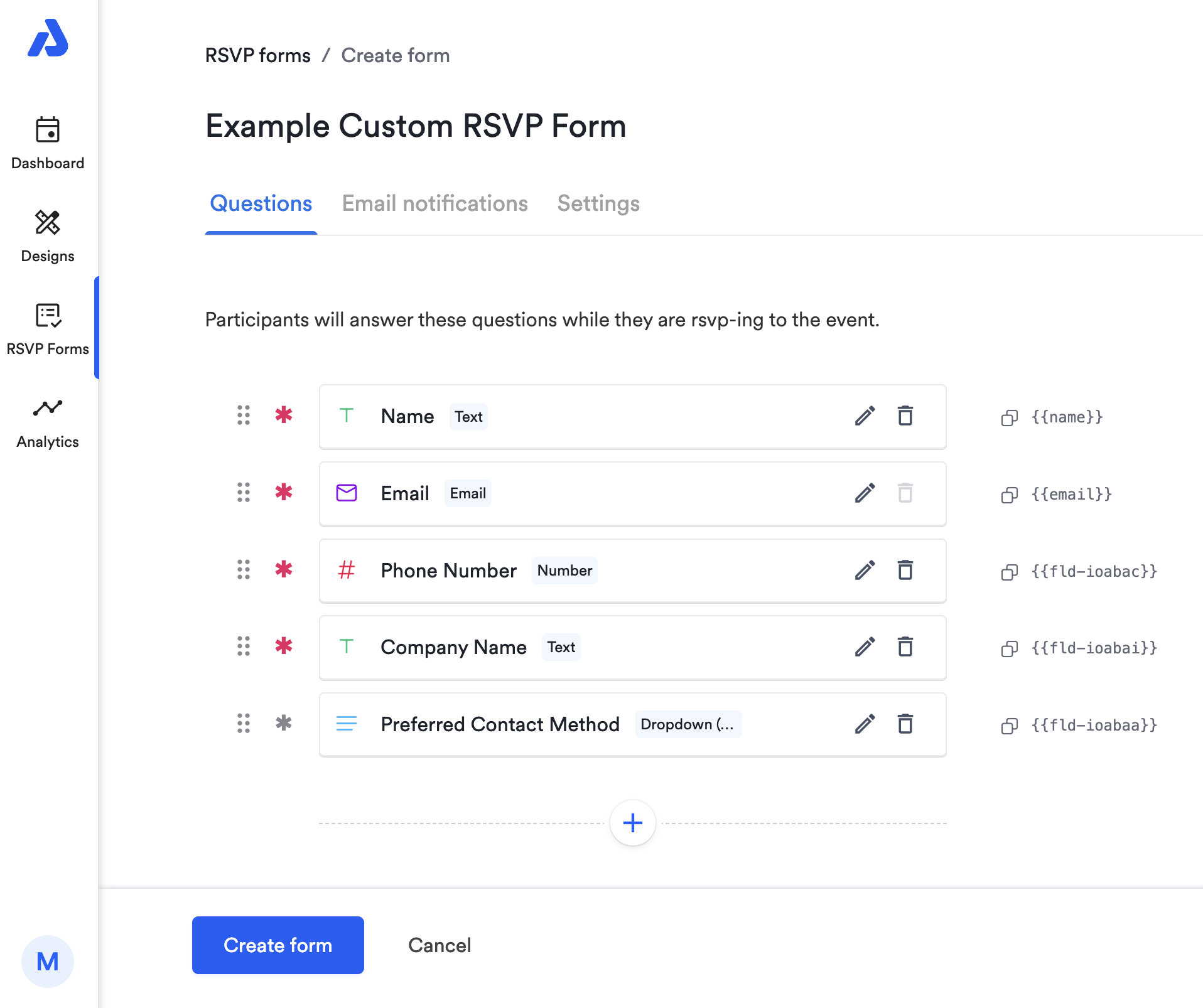 screenshot of AddEvent