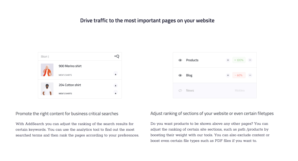 screenshot of AddSearch