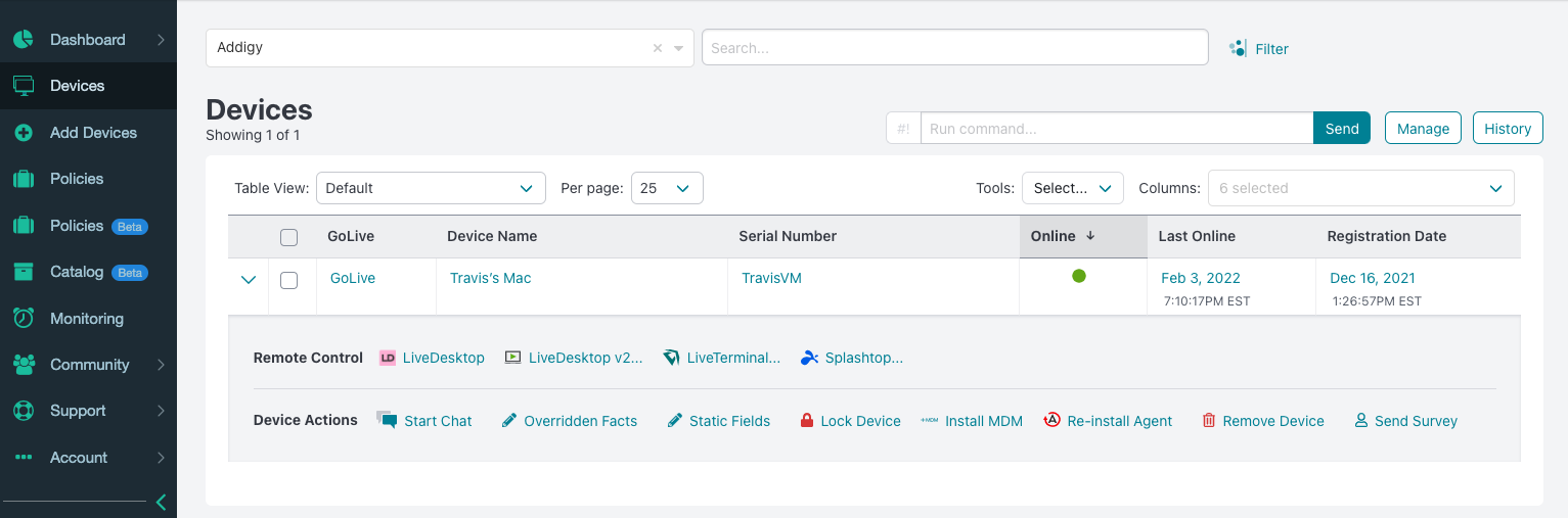 screenshot of Addigy