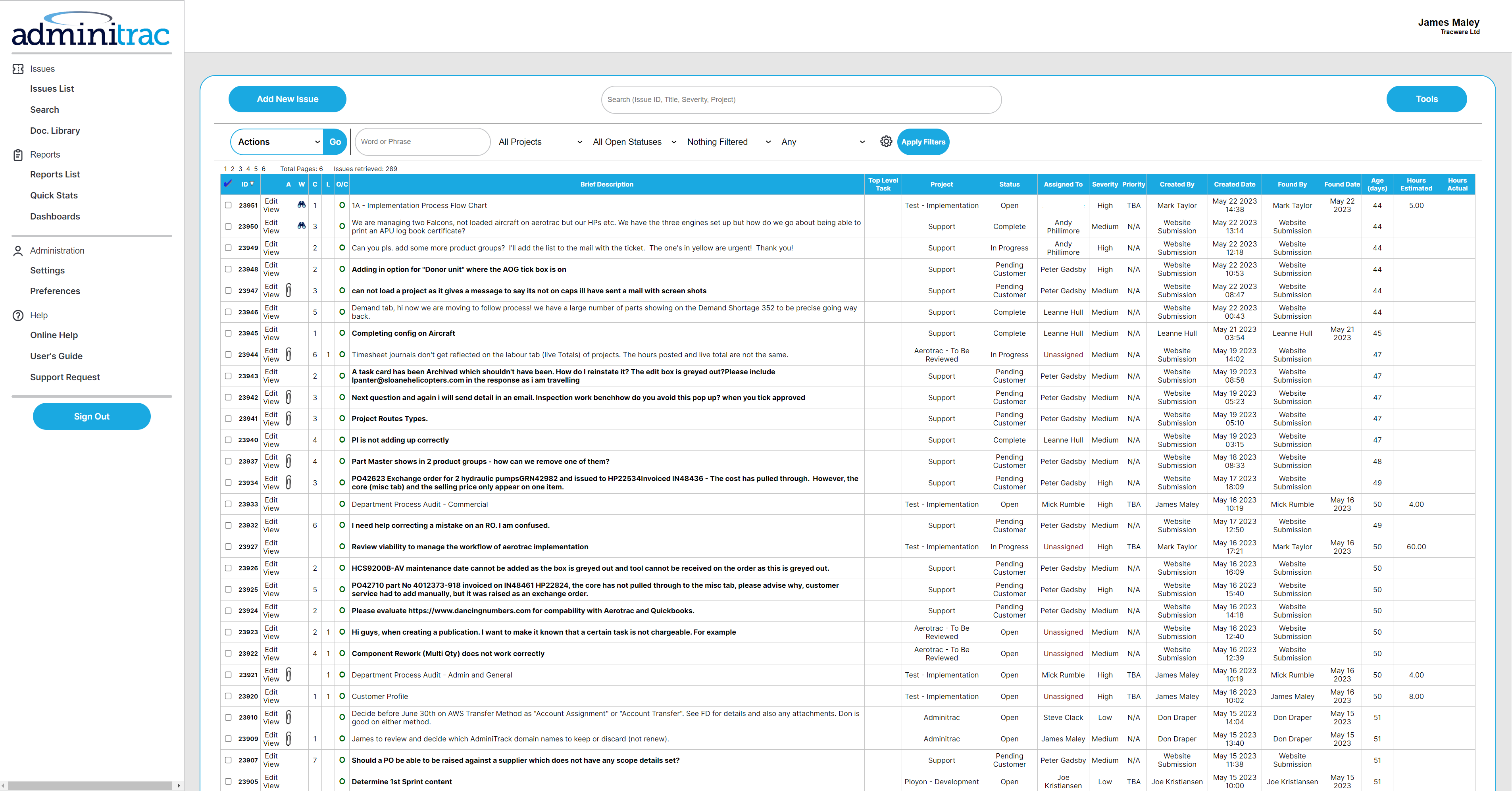 screenshot of Adminitrac