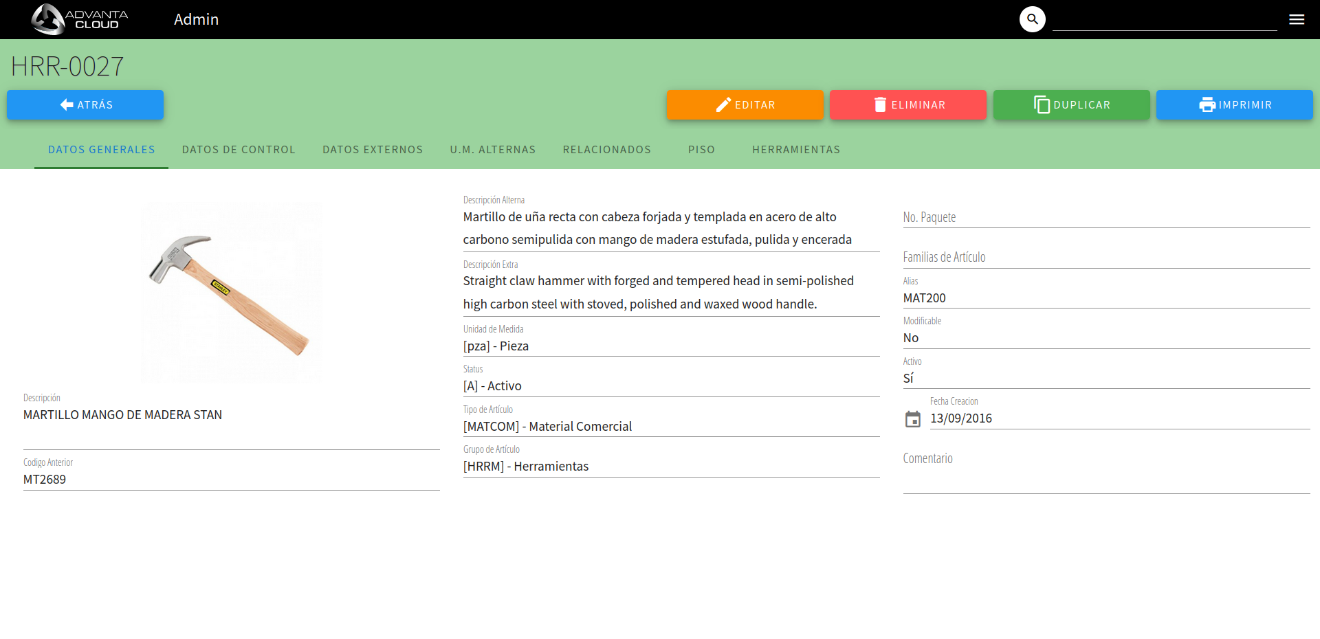 screenshot of AdvantaCLOUD