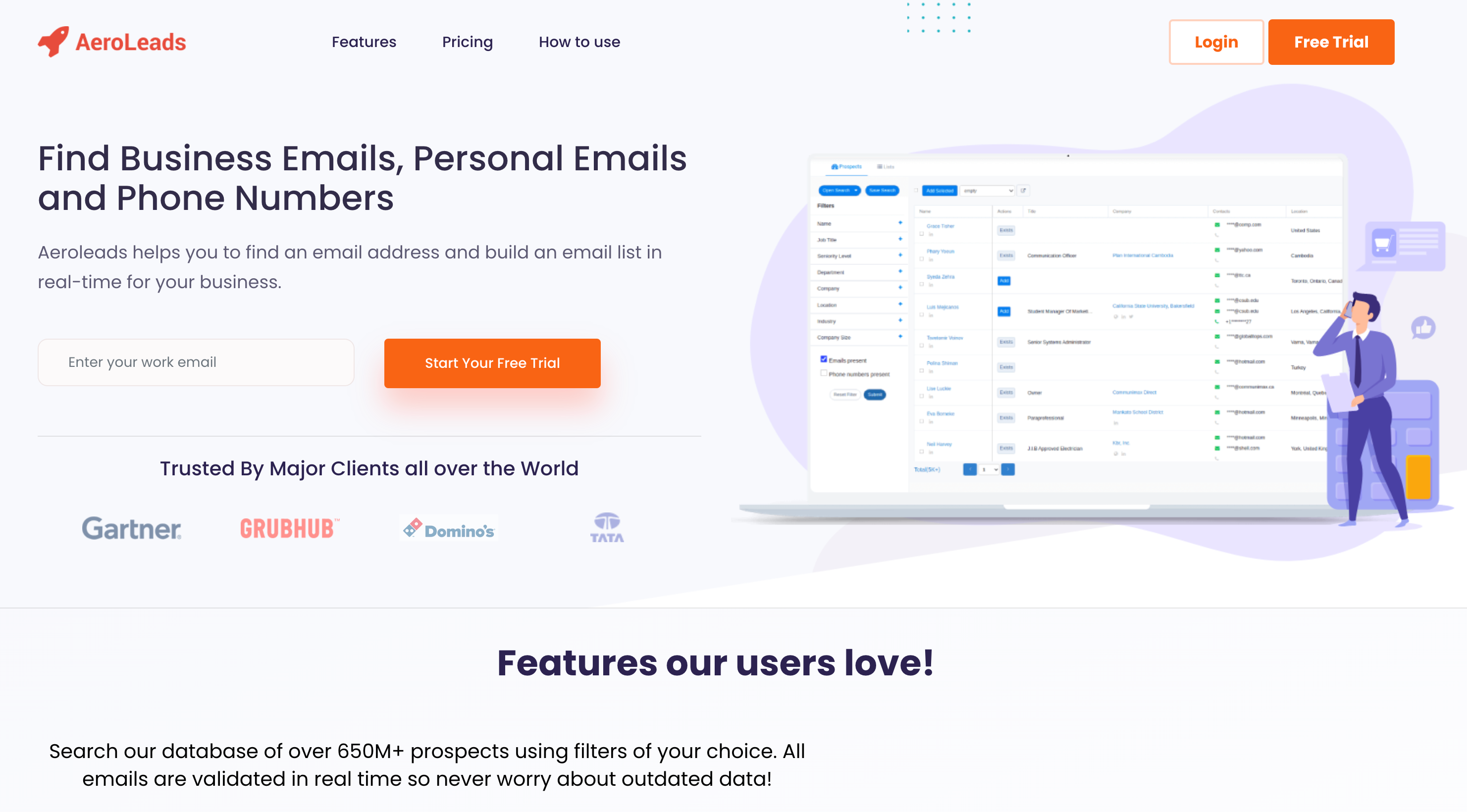 screenshot of AeroLeads