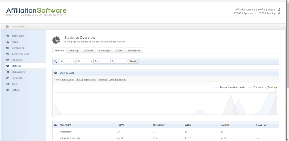 screenshot of AffiliationSoftware