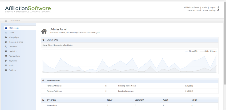 screenshot of AffiliationSoftware