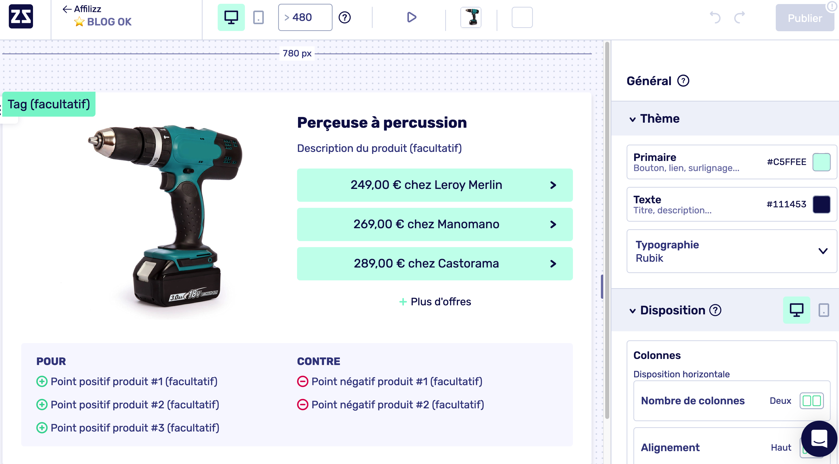 screenshot of Affilizz