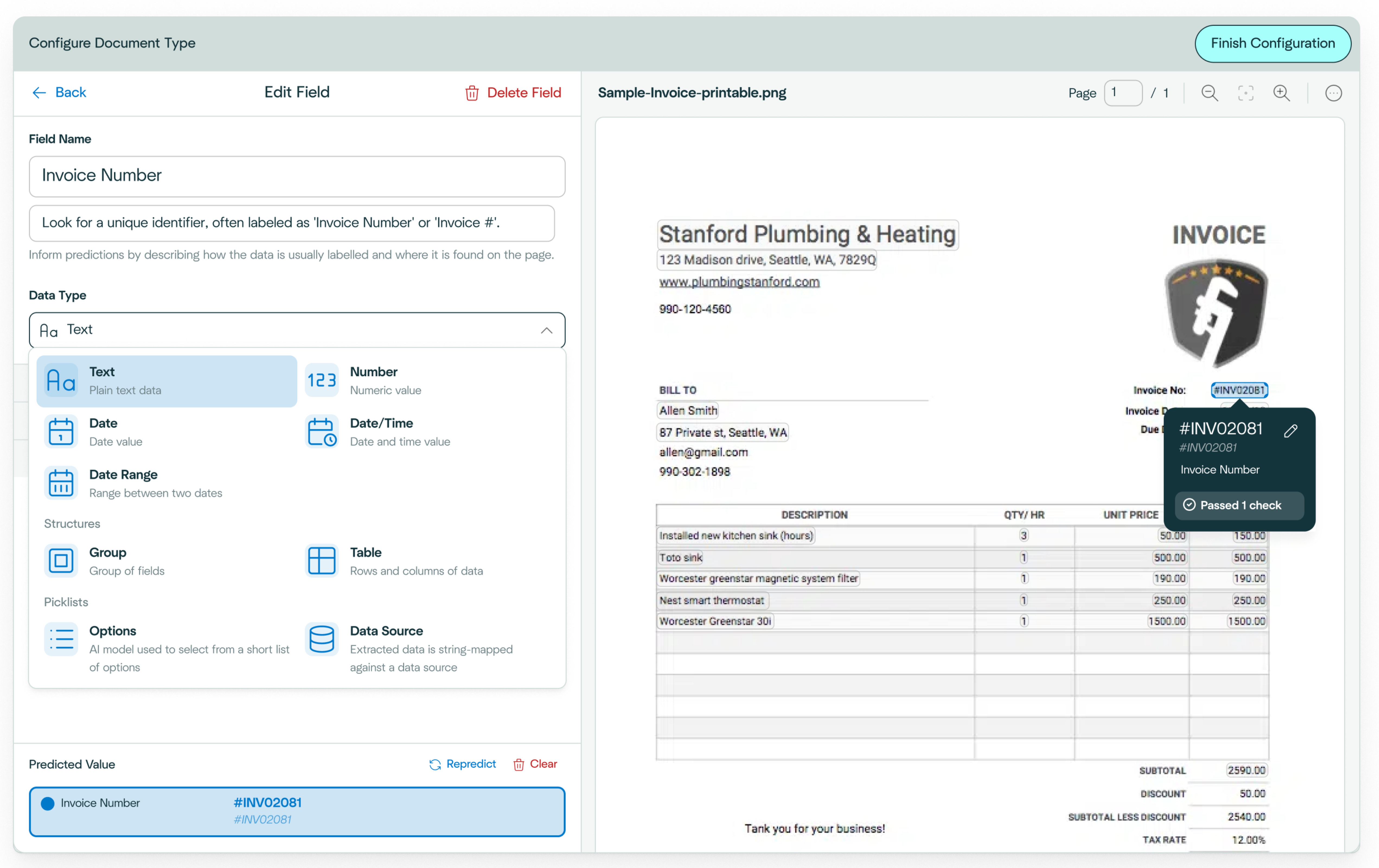 screenshot of Affinda