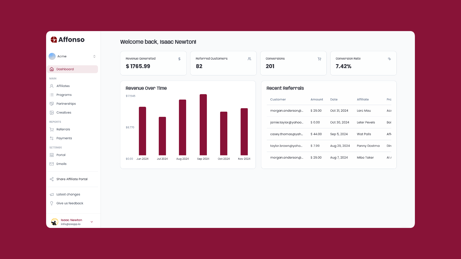 screenshot of Affonso