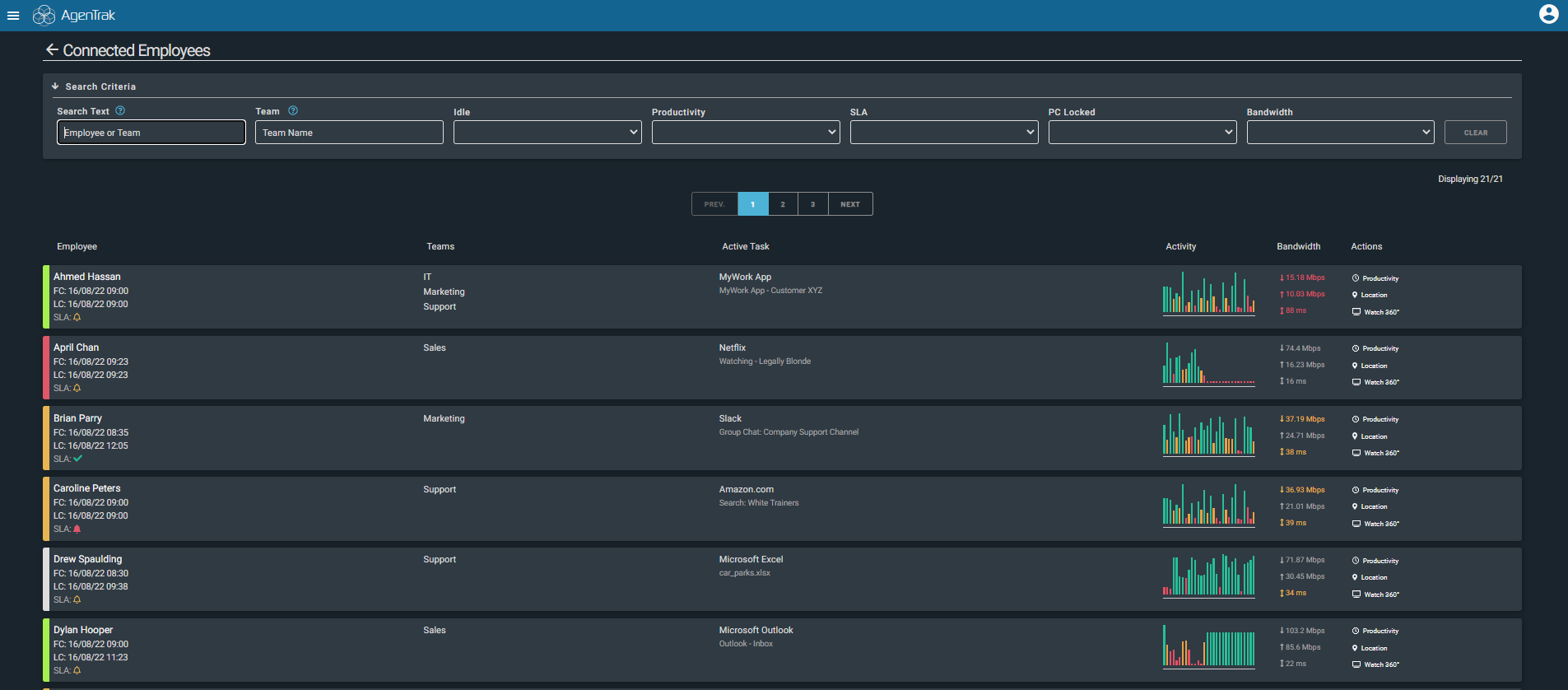 screenshot of AgenTrak