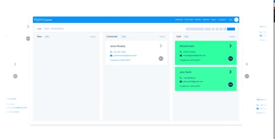 screenshot of AgencyZoom