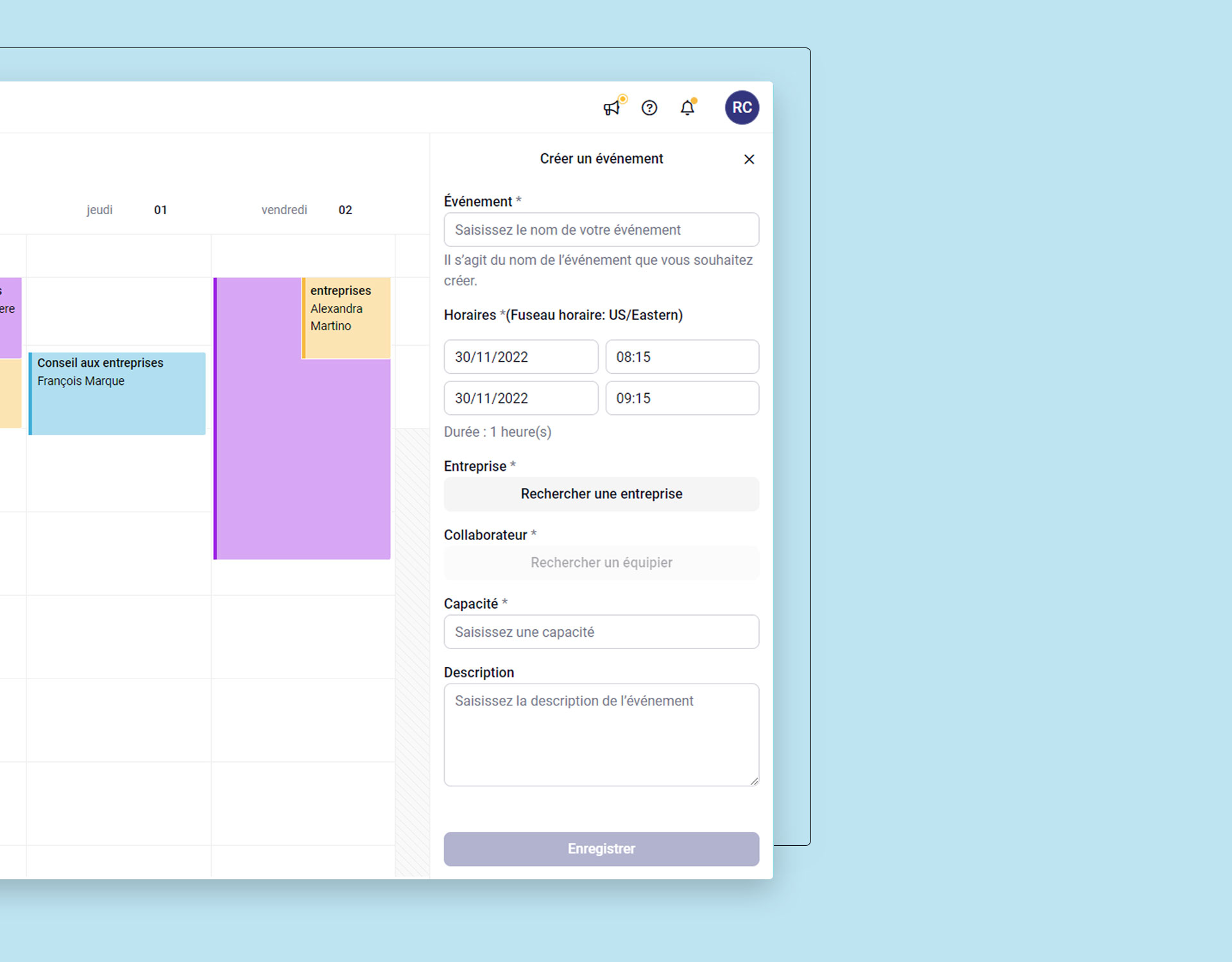screenshot of Agendize