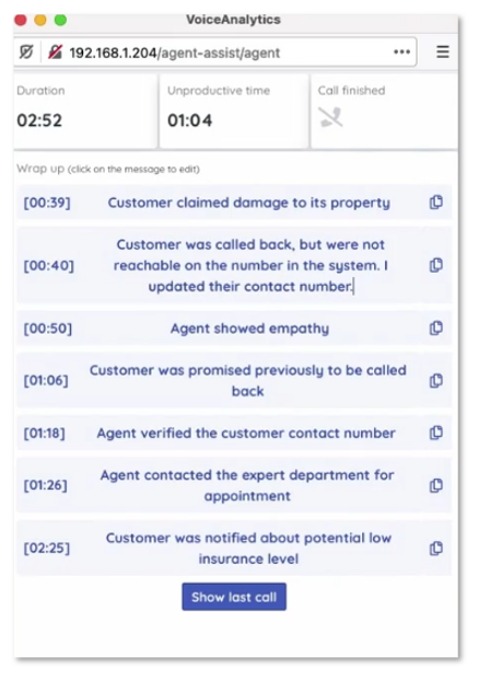 screenshot of AgentAssist