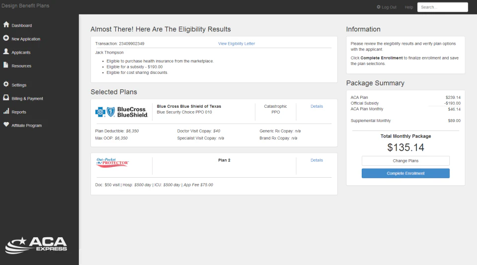 screenshot of AgentExpress